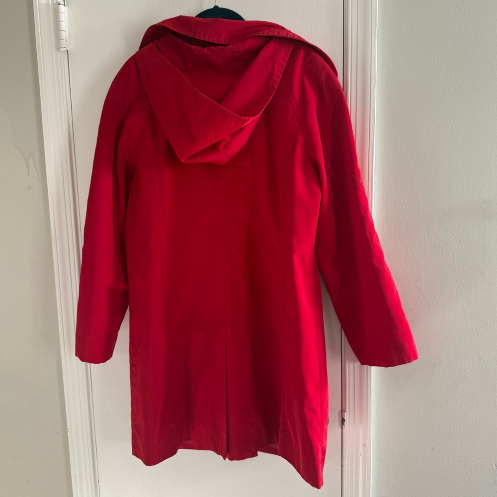London Fog Women's Vibrant Red Trench Coat Size L - Picture 2 of 7